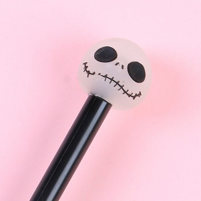 40 Pcs Novelty Skull Heads Shape Rollerball Pens Smooth Penholder Layout Black Gel Ink Pens for School Students Halloween 4