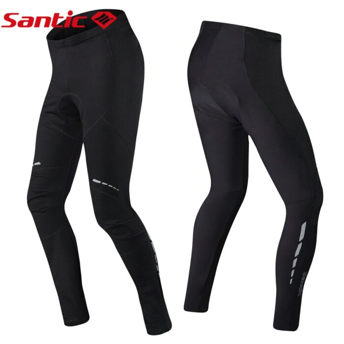 Santic Men Winter Cycling Pants Pro Fit Coolmax 4D Pad Shockproof FleeceKeep Warm Anti-pilling Cycling Long Pants WM8C04105 2