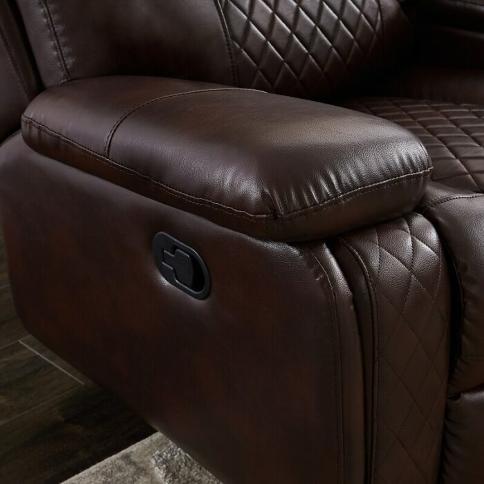 Manual Recliner Living Room Set with Cup Holder and Storage Box, High-End Leather Upholstery for Living Room Apartment 5