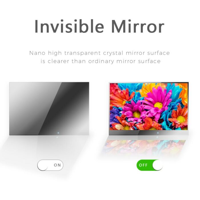 Soulaca New 21.5 inch Mirror Waterproof TV Suitable for US Bathroom Embedd Android 7.1 Full 1080 HD Dolby Sound WiFi 3