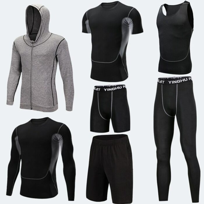 Running Training Clothes Men 7PCS/SETS Compression Running Sets Basketball Jogging Tights Underwear Set Gym Fitness Sports Suits 5