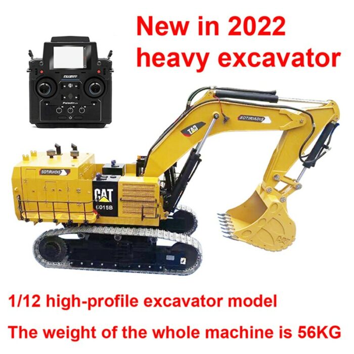 1/12 Heavy Metal Hydraulic Excavator Model 6015B with Headlight Sound RC Excavator Model Toy 6