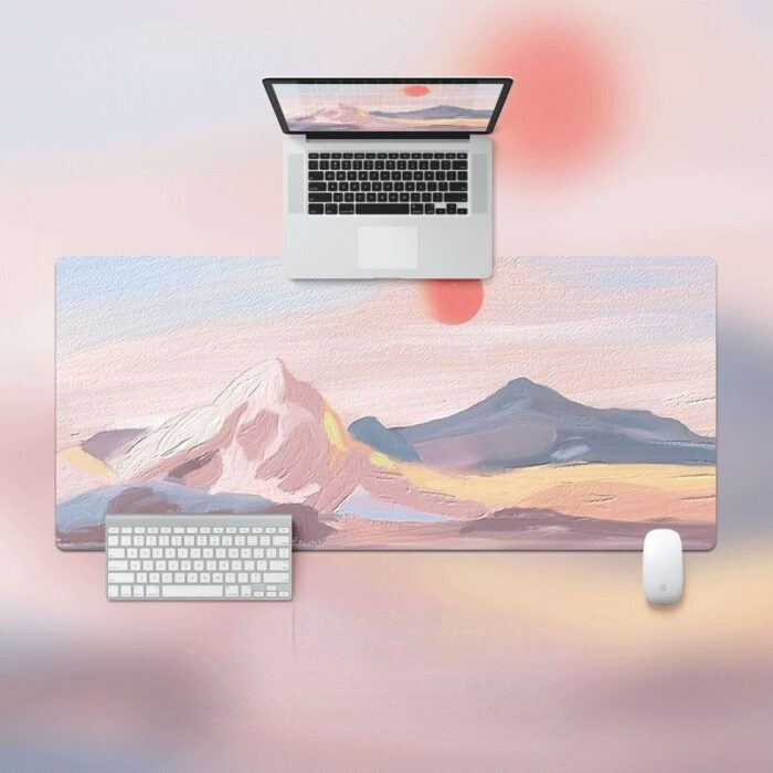 Nordic Oil Painting Mouse Pad Oversized Lock Edge Laptop Keyboard Student Gaming Desk Pad Office Supplies Simple Art 900-400-3mm 3