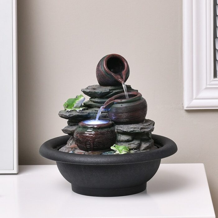 Lucky Feng Shui Desktop Fountains, Humidifying Water Fountain Indoor Office Decorations Craft Gift Decor Waterfall Fountain 2