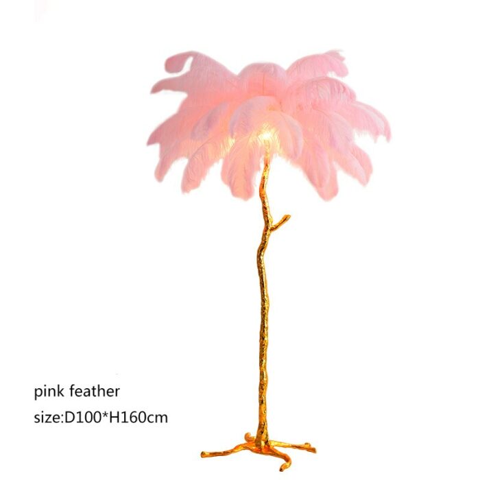 Ostrich Feather Floor Lamp Nordic All Copper Tripod Floor Light for Living Room Decoration Home Resin Standing Lights Furniture 6