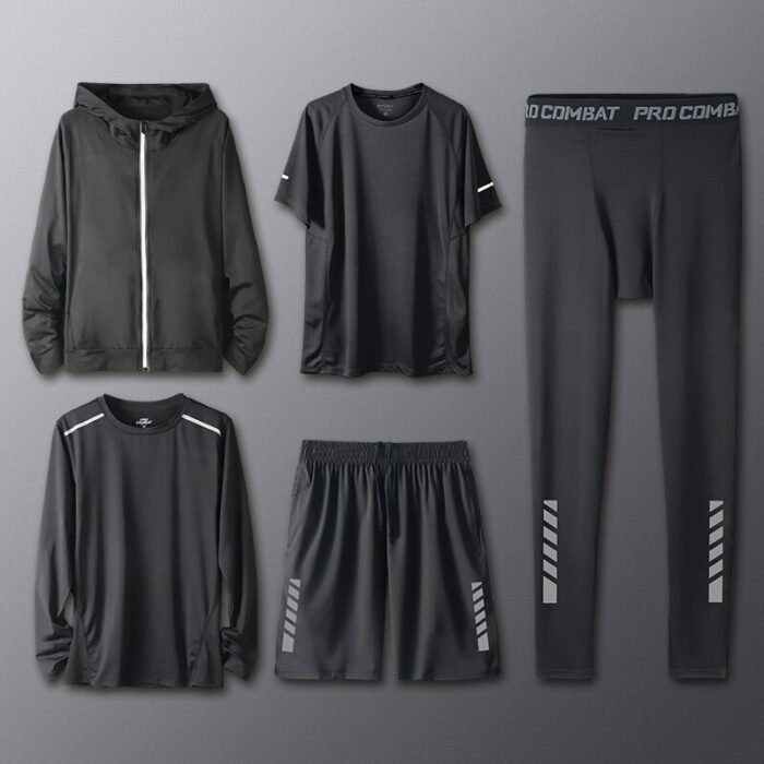 Running Tracksuits Men's Running Sets Reflective Jogging Basketball Soccer Shirt Pants Gym Tights Husband Sport Training Clothes 6