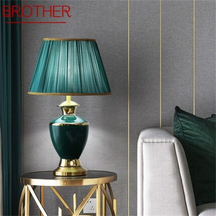 BROTHER Ceramic Table Lamps Brass Desk Light Dimmer Home Decoration for Living Room Bedroom Corridor Hotel 1