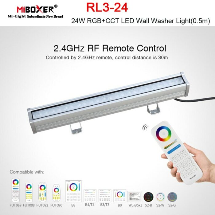 MiBoxer 0.5m long 24W RGB+CCT LED Wall Washer Light Waterproof IP66 High Voltage Dimming Outdoor Lamp 2.4G Remote control 3