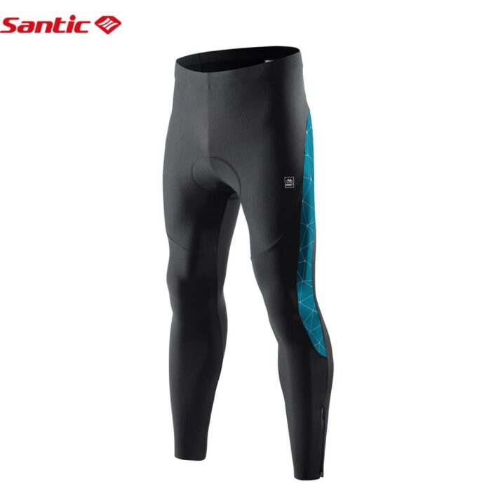 Santic Men Winter Cycling Pants Warm Cycling Tights Padded Cycle Leggings Bicycle Trouser-Reflective Windproof Black K7MB018 1