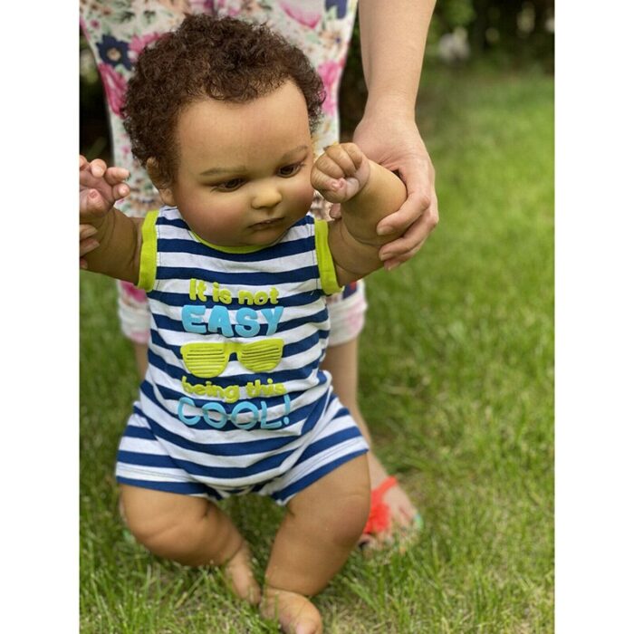 50CM Reborn Doll Boy Dark Brown Skin Hand Root Hair Genesis Painted Doll with Visible Doll Vein Collection Gift Birthday Gift 5