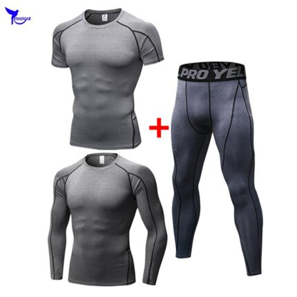 3 Pcs/set Men's Running Jogging Sportswear Sports Suit Gym Fitness Compression Tracksuit Clothes Exercise Workout Tights Sets 1