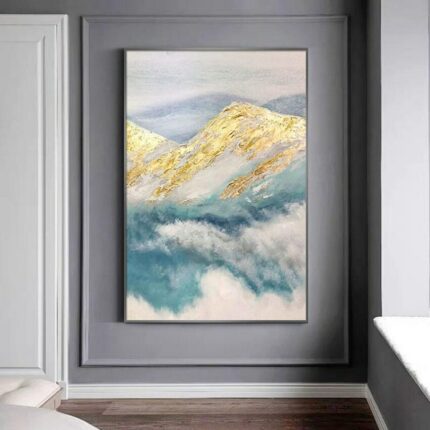 Big Hill Handmade Canvas Gold Foil Oil Painting Hanging Poster Wall Decor Art Living Room Bedroom Hotel Office High-grade Mural 1