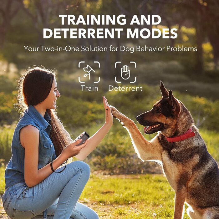 DOGCARE Dog Repeller No Dog Noise Anti Barking Device Ultrasonic Dog Bark Deterrent Devices Training 2-in-1 LED USB Rechargeable 2