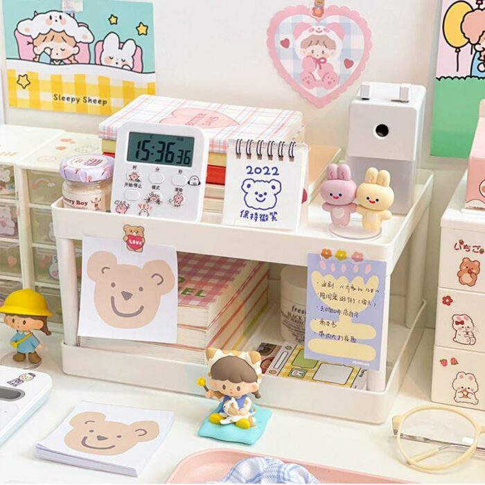 Multi-Layer Desk Organizer Box Stationary Container Sundries Stand Pen Holder Cosmetic Storage Rack Office Shelf School Supplies 1