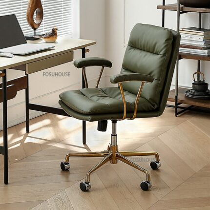 Modern Microfiber Leather Office Chair for Office Furniture Pulley Lift Office Chairs Backrest Armrest Leisure Computer Chair 1