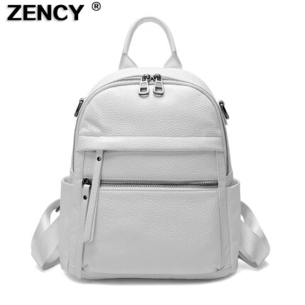 ZENCY Soft 100% Genuine Cow Leather Black Accessories Women's Backpacks Lady First Layer Cowhide Female School Book Backpack Bag 1