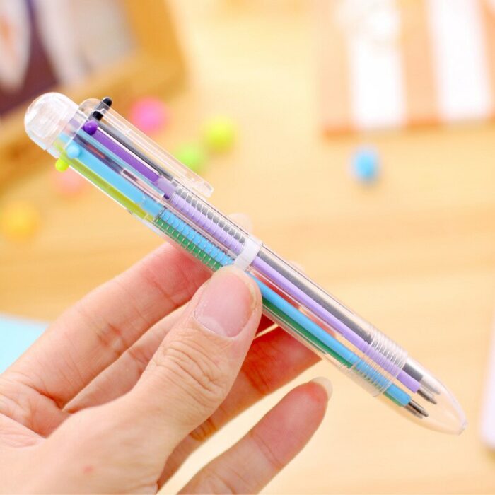 40 Pcs Multicolor Pens 0.5mm Retractable Ballpoint Pens 6 Colors Transparent Barrel Office School Supplies Students 4