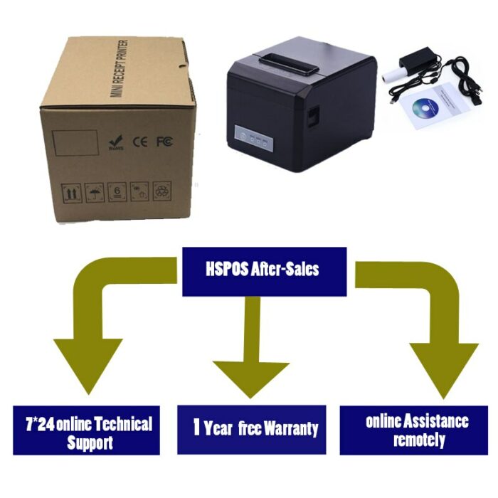 pos 80 printer thermal driver download with auto cutter usb and serial port HS-E81US restaurant order printing slip printer 6