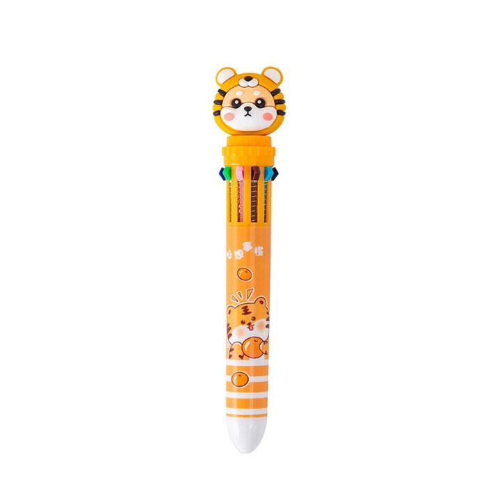 20Pcs/Lot Cute Tiger 10 Color Ballpoint Pen Cartoon Retractable Ball Point Pens Graffiti Pen Office Supplies School Stationery 5