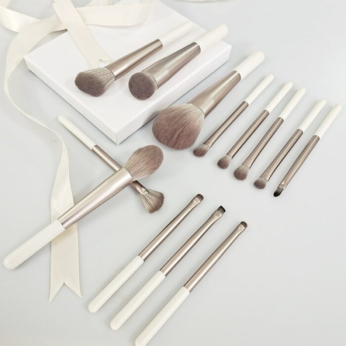 13PCS Beige White Makeup Brushes Set Complete Make Up Kit Cosmetics Tool Foundation Concealer Blush Eyeshadow Makeup Brush Kit 5