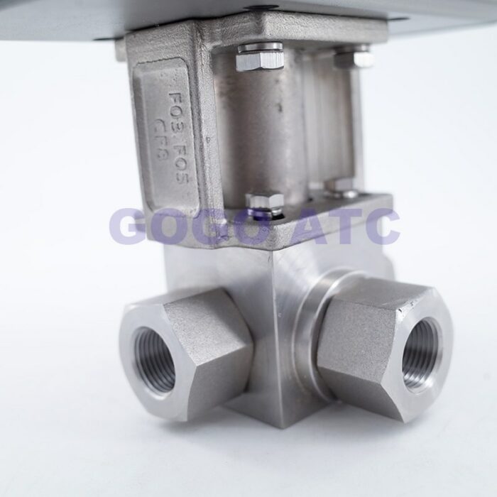 DN8/DN10/DN15 32Mpa 300bar High Pressure Ball valve 3 Way Stainless steel SS304 Pneumatic Ball Valve 1/4 3/8 1/2 T L Type 4