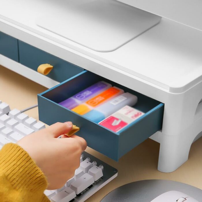 Creative Desktop Computer Keyboard Storage Holders Drawer Stationery Pen Books Sundries Shelf Home Office Box Organizer Supplies 4