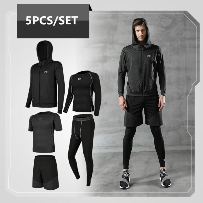 Men's Sports Suit Gym Tights Compression Running Sets Quick Dry Fitness Sportswear Basketball Running Jogging Training Underwear 6