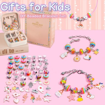 Jewerly Making Kit Gift For Girls Bracelet Necklaces Present Alloy Beads Set Handmade DIY Child Beaded Bracelet With Storage Box 1