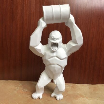 Nordic Style Creative Resin Sculpture Lift Bucket Barrel King Kong Simulation Orlinski Gorilla Figure Statue Living Room Decor 2