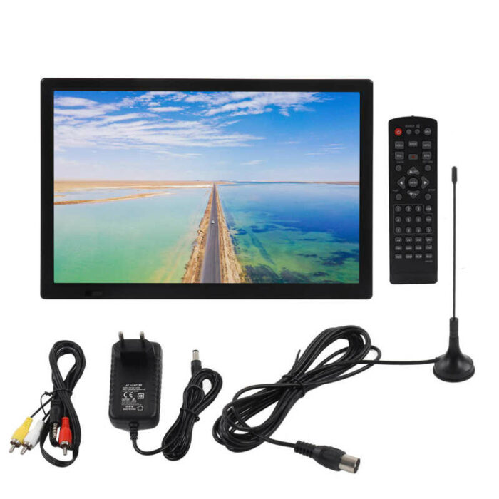 15.4in Portable Digital TV 1280 x 800 16:9 HD Mini Television Handheld TV Monitor Support Radio Function EU Plug 110-220V 4