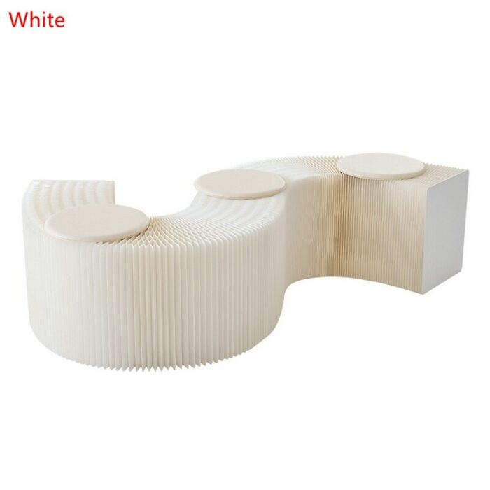 Modern Design Accordion Folding Paper Stool Sofa Chair Home Kraft Paper Bench 6