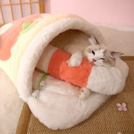 HOOPET Super Warm Cat Bed Pet Sleeping Bag with Removable Pillow Puppy Dog Cushion Thick Plush Cat Pad Winter Pet Sleeping Bed 2