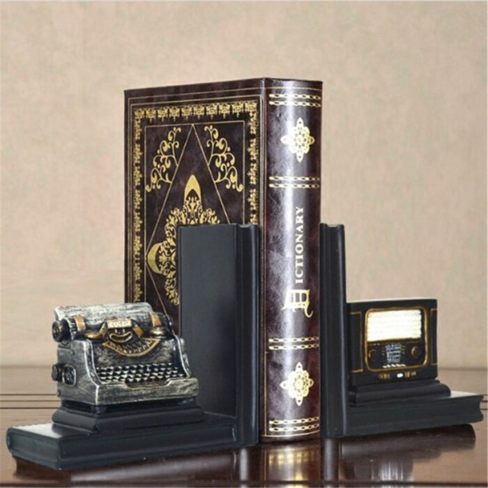 a Pair Creative Synthetic Resin Bookend Shelf Retro Telegraph Bookend Holder Office Supplies Home Decoration Book Stand 1