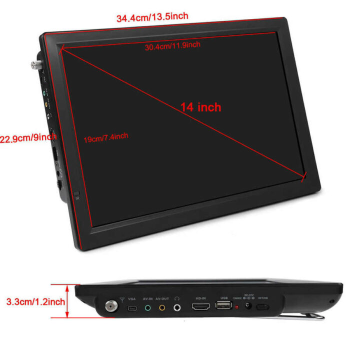 Mini TV LEADSTAR 14" Car Digital Television ATSC Portable TV 1080P HD HDMI-compatible Video Player 110-220V US for Home 5