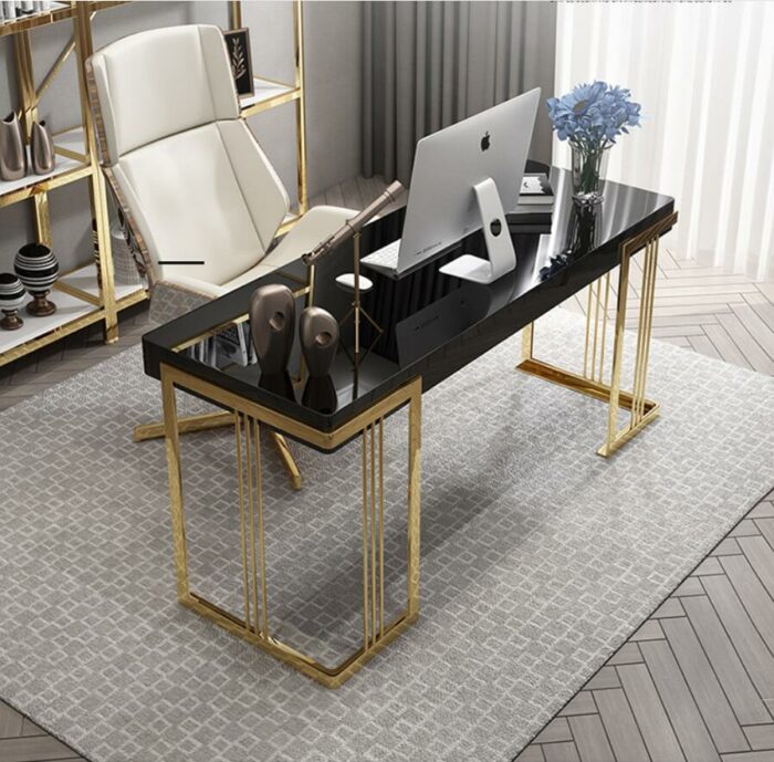 Modern light luxury desk Nordic stainless steel computer desk simple modern desk home study desk 1