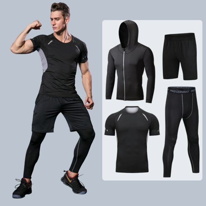 2019 Men's Sport Suits Quick Dry Basketball Sports Running Sets Compression Gym Fitness Sportswear Jogging Running Suits Clothes 5