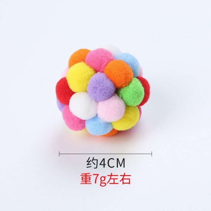 Cat Supplies New 7 Color Pet Cat Toy Handmade Bouncy Ball Kitten Toys Plush Bell Ball Planet Ball Cat Toys Interactive Pet Toys 5