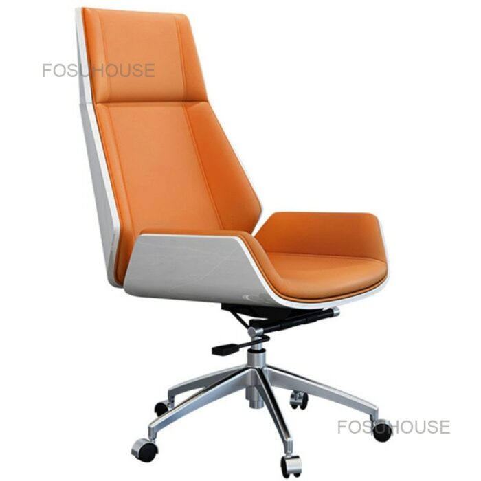 Light Luxury Boss Chair Swivel Office Chairs Rotary Armchair Leather Computer Chair Office Furniture European Lift Gaming Chair 5