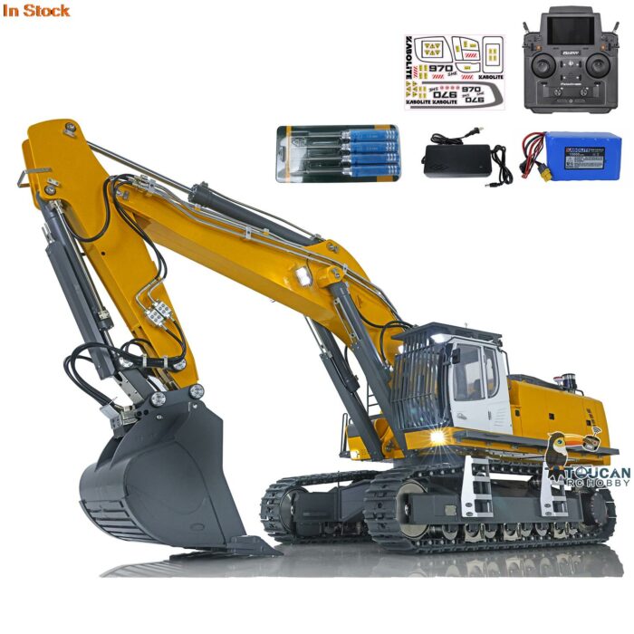 In Stock New K970 Upgrade 1/14 HUINA Hydraulic RC Excavator Remote Control Model Rotating light Antenna Engineering Toys Cars 1