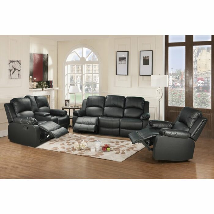 3 Piece Faux Leather Reclining Living Room Set 4