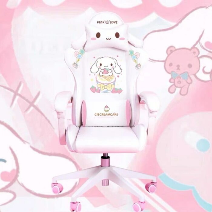 Girl Pink Cartoon Adjustable Home Computer Chair Comfortable Gaming Chair Live Game Swivel Chair Office Chair 2