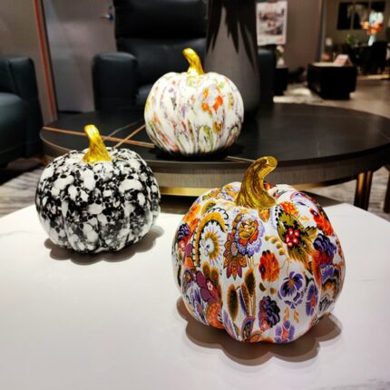 Modern Creative Painted Colorful Pumpkin Figurines Decoration Home Wine Cabinet Office Decoration Desktop Decoration Crafts 1