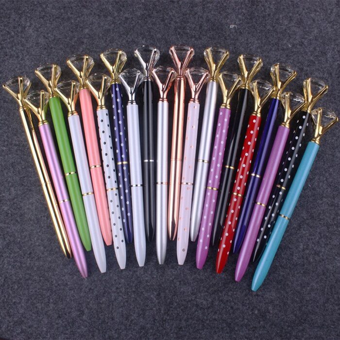 Jonvon Satone 20 Pcs Large Crystal Pen Diamond Ballpoint Pens Metal Pen Student Gift Diamond Ball Stationery Gifts Stylo Rigolo 4