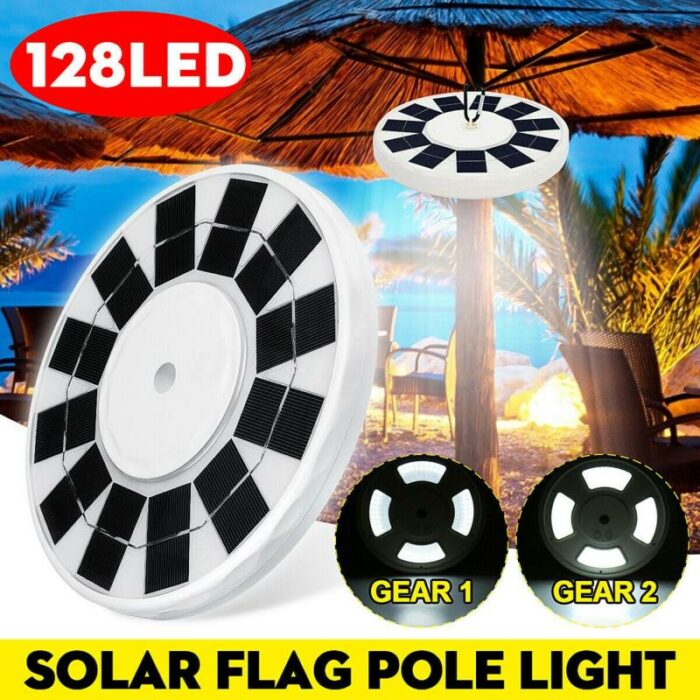 Dreamburgh 128LED Camping Light Solar Powered Flag Pole Lamp Flagpole Top Bright Night Lighting Outdoor Waterproof LED Light 1