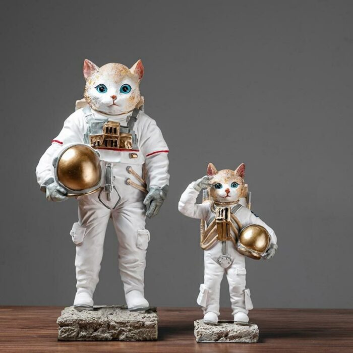 Creative Aviation Space Dog Cat Astronaut Figurine Figure Statue Sculpture Living Room Office Ornaments Home Decor Decoration 5