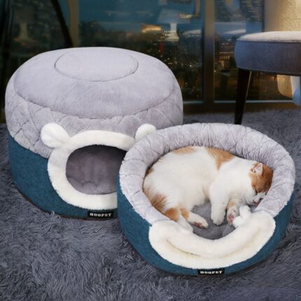 HOOPET Cat Bed House Soft Plush Kennel Puppy Cushion Small Dogs Cats Nest Winter Warm Sleeping Pet Dog Bed Pet Mat Supplies 2