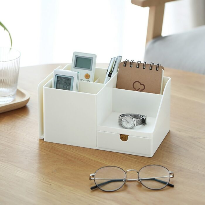 ABS Desk Office Organizer Storage Desktop Pencil Pen Book Holder Sundries Badge Box Stationery Office School Supplies 2