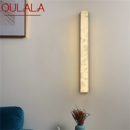 OULALA Brass Modern Indoor Sconce Wall Lamp Bedroom Luxury Marble LED Light Balcony For Home Corridor 1