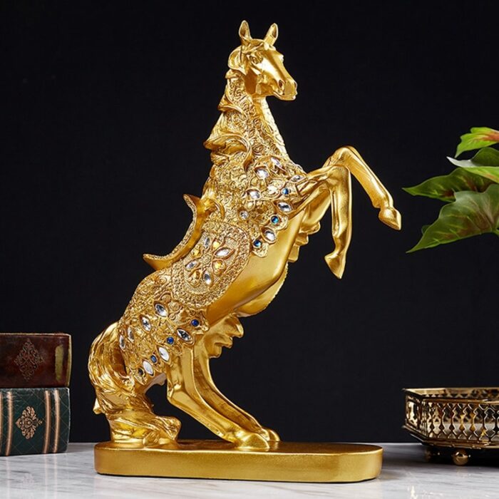 Golden War Horse Unicorn Statue Sculpture Modern Office Desk Nordic Home Decor Decoration Accessories Ornaments Furnishing 3