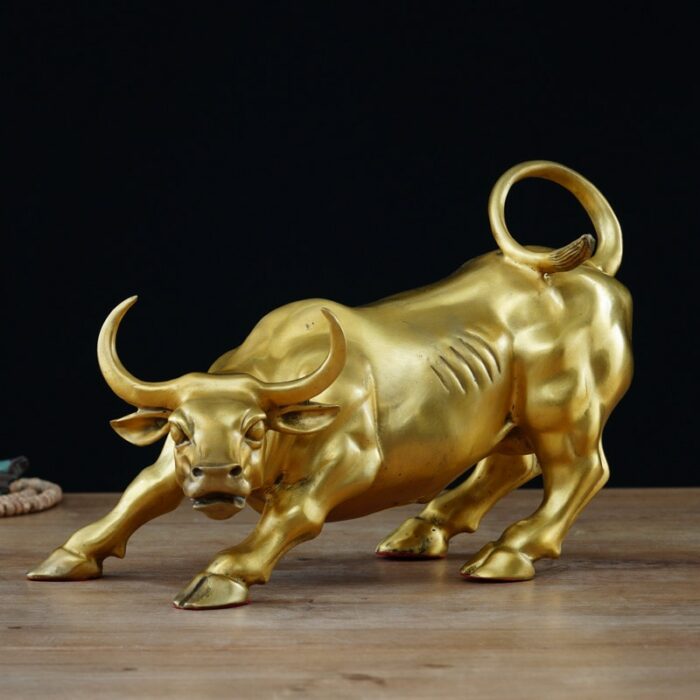 100% Brass Bull Ornament Wall Street Cattle Sculpture Copper Cow Statue Mascot Exquisite Crafts Office Decoration Business Gift 2